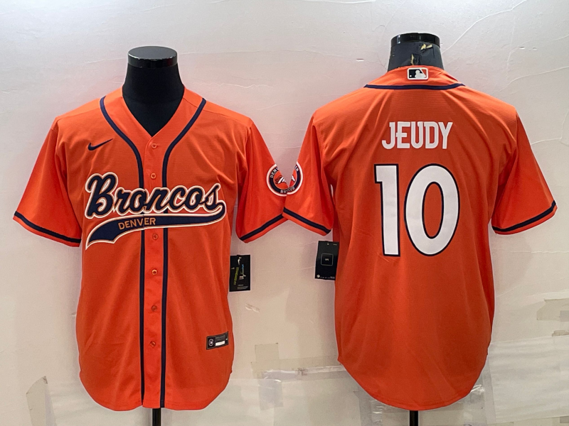 Men's Denver Broncos Jerry Jeudy #10 Orange Jersey Joint Edition